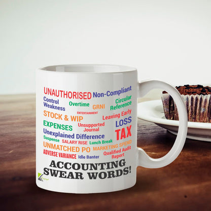 Kruzroyal DZ471 Accounting Swear Words! Funny Novelty Great Gift Idea Coffee Tea Mug | Gift for Accountant, Colleague, ACCA, CIMA | Sarcastic Office Humour, Bookkeeper Present, 11oz