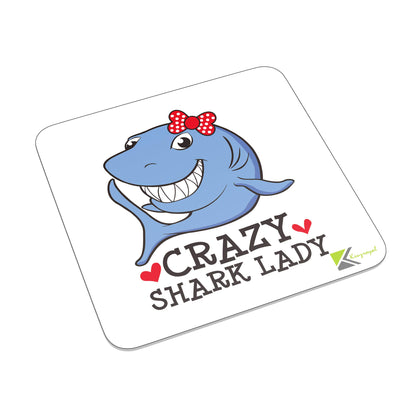 FM016 Crazy Shark Lady Novelty Funny Idea Glossy Metal Square Fridge Magnet
