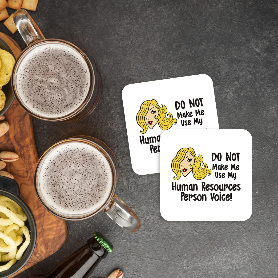 CS442 Do not make me use my human resources person voice! Novelty Funny Coffee Tea Drink Gift Glossy MDF Wooden Coaster