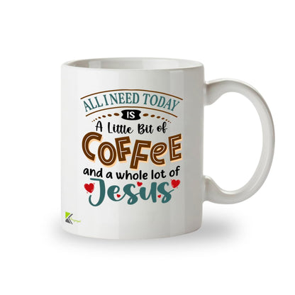 Kruzroyal Christian Coffee Mug | A Little Bit of Coffee and a Whole Lot of Jesus | Faith Gift for Women Men | Religious Birthday Christmas 11oz