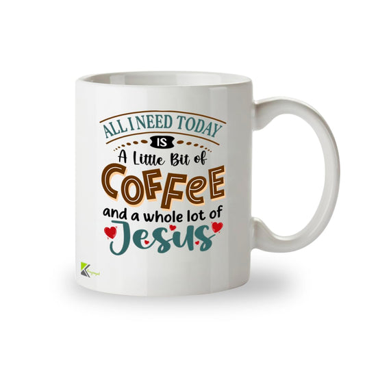 Kruzroyal Christian Coffee Mug | A Little Bit of Coffee and a Whole Lot of Jesus | Faith Gift for Women Men | Religious Birthday Christmas 11oz