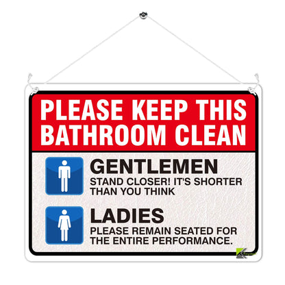 Kruzroyal MP405 Please keep this bathroom clean/Gentlemen/Ladies/Funny Toilet Sign Funny Novelty Retro Vintage Metal Wall Sign Plaque 20cm x 15cm