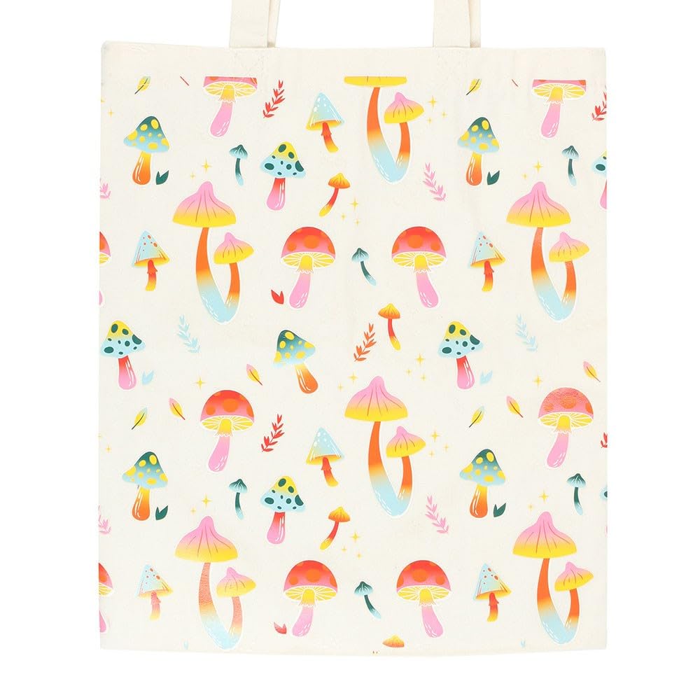 Something Different Funky Fungi Mushroom Polycotton Tote Bag (One Size) (White/Pink/Yellow)