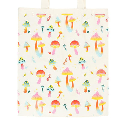 Something Different Funky Fungi Mushroom Polycotton Tote Bag (One Size) (White/Pink/Yellow)