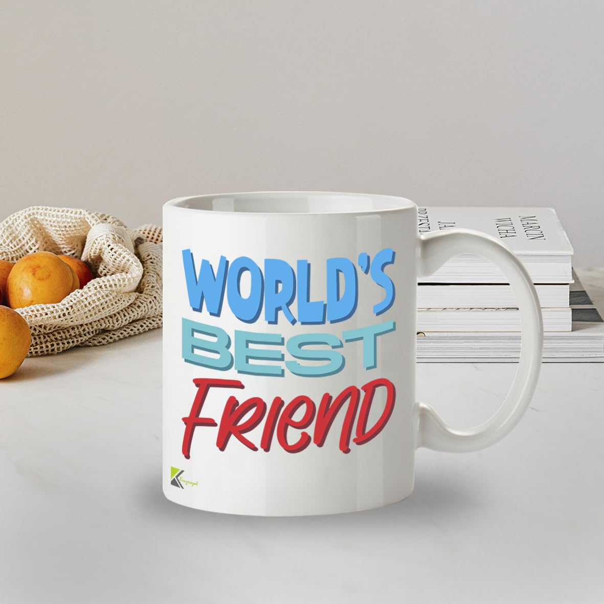 Kruzroyal DZ823 World's Best Friend Mug 11oz - White Ceramic Coffee & Tea Cup for Bestie, Best Mate - Birthday, Friendship Present for Him or Her