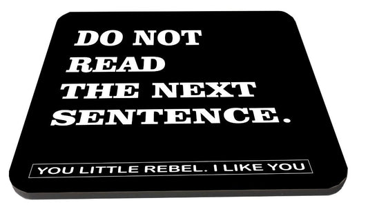 Do not read the next sentence, you little rebel i like you Wooden Coaster