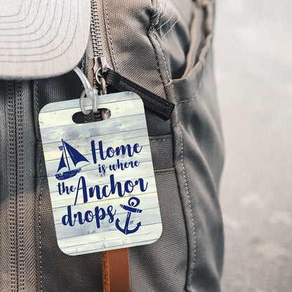 LT066 Home is Where The Anchor Drops Novelty Funny Unique Designer Gift Glossy Plastic Suitcase Luggage Tag