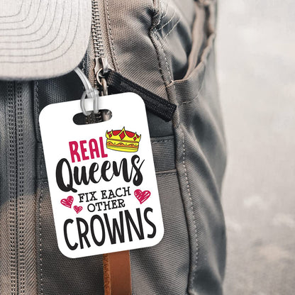 LT168 Real Queens Fix Each Others Crowns Novelty Funny Unique Designer Gift Glossy Plastic Suitcase Luggage Tag