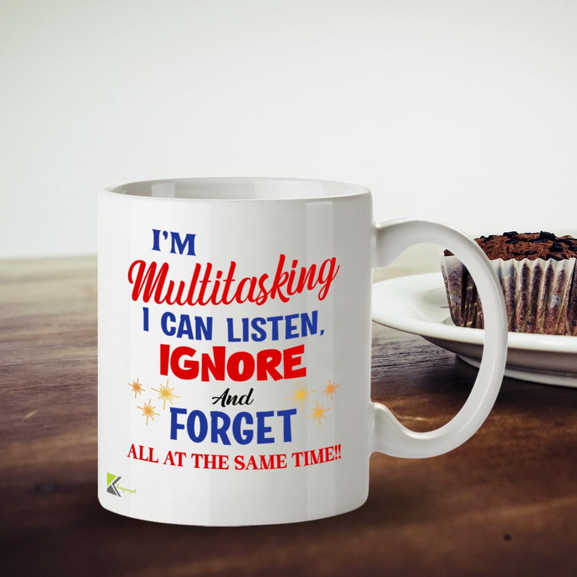 Kruzroyal I'm Multitasking Funny Mug - Sarcastic Office Humour Cup Great Gag Gift for Work Colleague Men Women