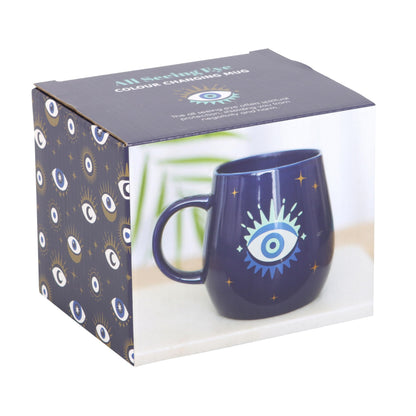 Something Different Wholesale Enchanting All Seeing Eye Colour Changing Mug - Evil Eye Talisman, Blue & Gold Design, Good Luck & Protection Tea/Coffee Cup