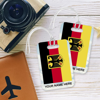 PLT280 Personalised Name with Germany Flag Novelty Funny Unique Designer Gift Glossy Plastic Suitcase Luggage Tag
