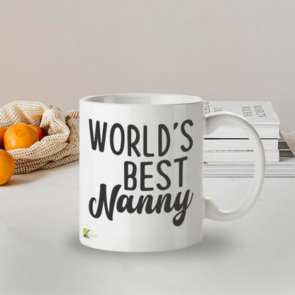 Kruzroyal DZ837 World's Best Nanny Mug 11oz - White Ceramic Coffee & Tea Cup for Childminder, Carer - Ideal Birthday, Thank You or Leaving Present