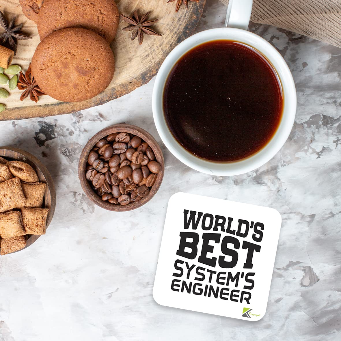 WB006 World's Best System's Engineer MDF Wooden Coaster by Kruzroyal | Gift for System's Engineer | Unique Novelty Present | 9cm x 9cm | Coffee Tea MDF Wooden Coaster