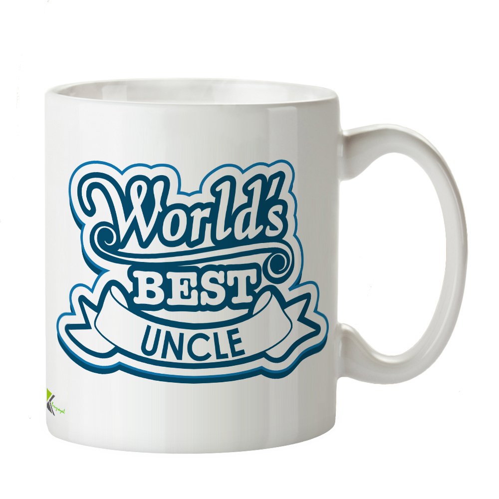 Kruzroyal World's Best Uncle Mug, Great Gift Idea Coffee Tea Mug Novelty Gift for Him from Niece or Nephew, White Ceramic Coffee Cup, 11 oz DZ108