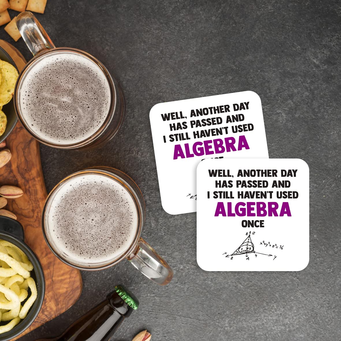 CS725 Well, Another Day has Passed and i Still haven't Used Algebra Once Novelty Funny Coffee Tea Drink Gift Glossy MDF Wooden Coaster