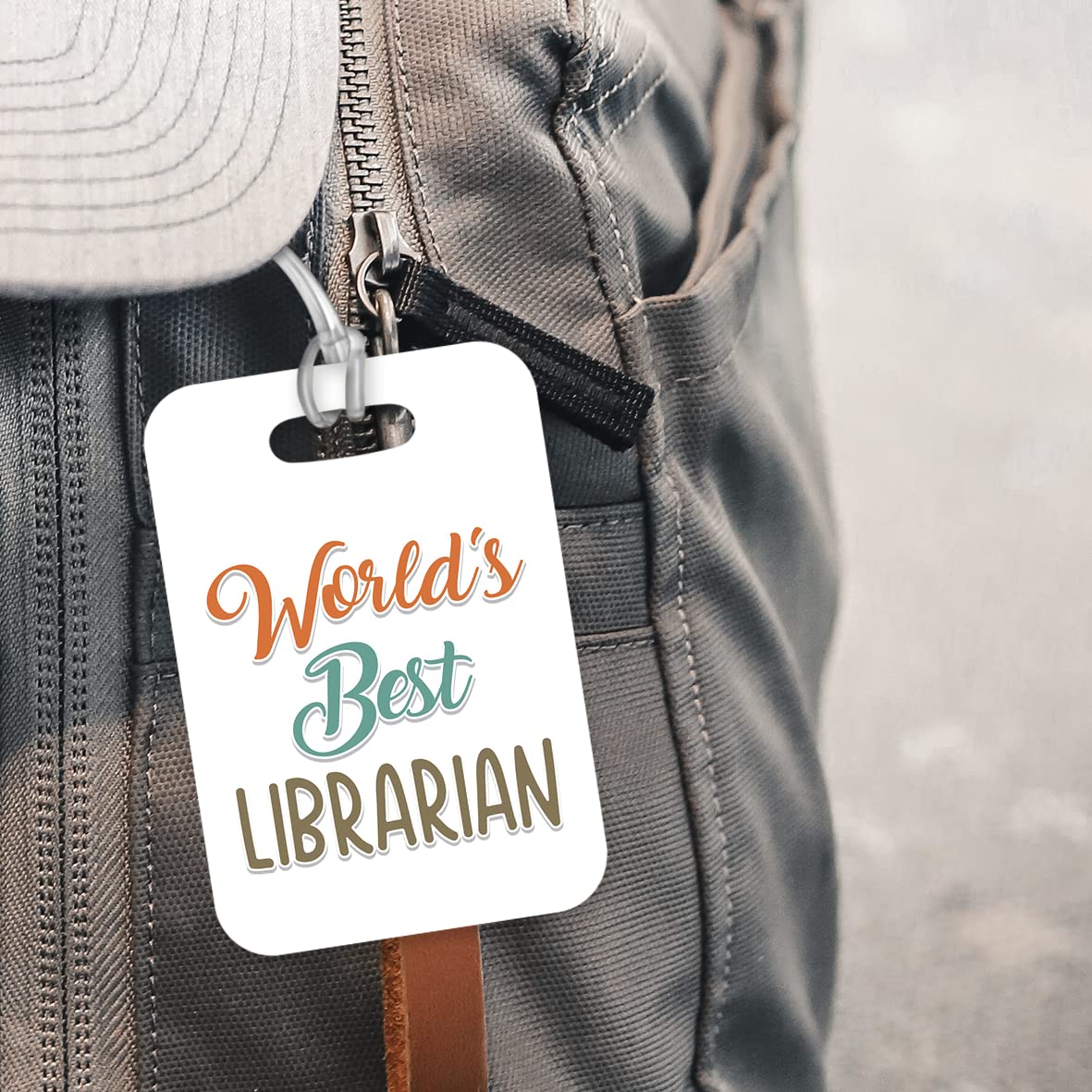 LT454 World's Best Librarian Novelty Funny Unique Designer Gift, Suitcase, Glossy Plastic Luggage Tag for Librarian