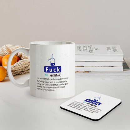 SM037 F*ck Definition Rude Funny - 11OZ Mug & Matching Coaster Set for Office Collegue Friend
