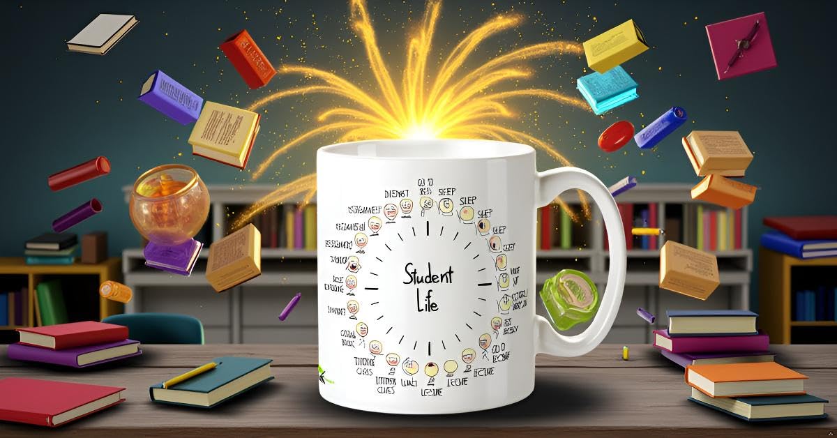 Kruzroyal Student Life Funny Novelty Great Gift Idea Coffee Tea Mug | Gift for University, College Student, Fresher | Novelty Coffee Cup, Uni Humour, Son, Daughter Present, 11oz