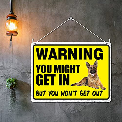 Kruzroyal MP329 WARNING YOU MIGHT GET IN, But you won't get out. Funny Novelty Retro Vintage Metal Wall Sign Plaque 20cm x 15cm