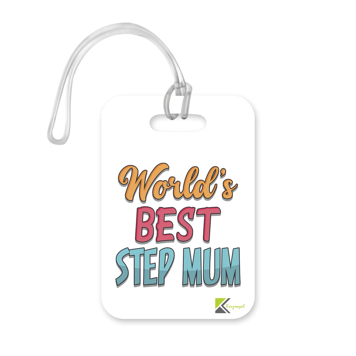 LT419 World's Best Step Mum Novelty Funny Unique Designer Gift, Suitcase, Glossy Plastic Luggage Tag for Step Mum