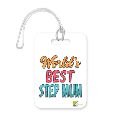 LT419 World's Best Step Mum Novelty Funny Unique Designer Gift, Suitcase, Glossy Plastic Luggage Tag for Step Mum