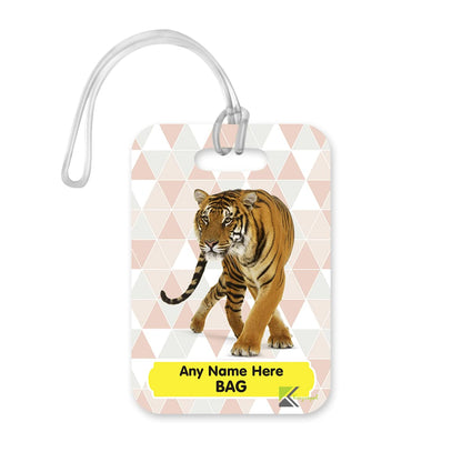 PLT247 Personalised Name's Bag with Tiger Image Novelty Funny Unique Designer Gift Glossy Plastic Suitcase Luggage Tag