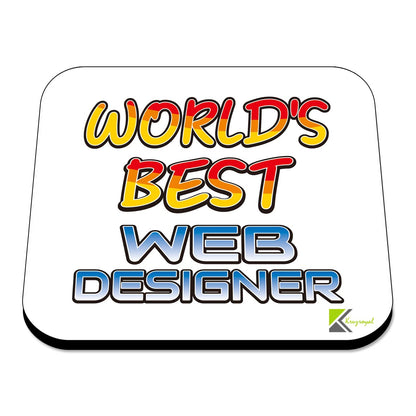 WB052 World's Best Web Designer MDF Wooden Coaster by Kruzroyal | Gift for Web Designer | Unique Novelty Present | 9cm x 9cm | Coffee Tea MDF Wooden Coaster