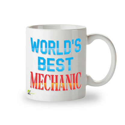 Kruzroyal DZ884 World's Best Mechanic Mug 11oz - White Ceramic Cup for Car Technician, Dad - Funny Birthday, Father's Day, Thank You Present
