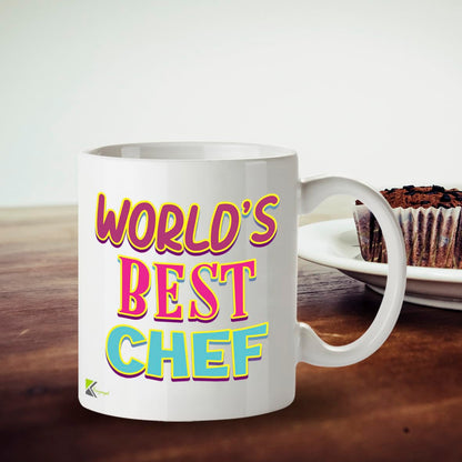 Kruzroyal DZ860 World's Best Chef Mug 11oz - White Ceramic Cup for Cook, Head Chef - Funny Birthday, Leaving, Thank You Present for Him or Her