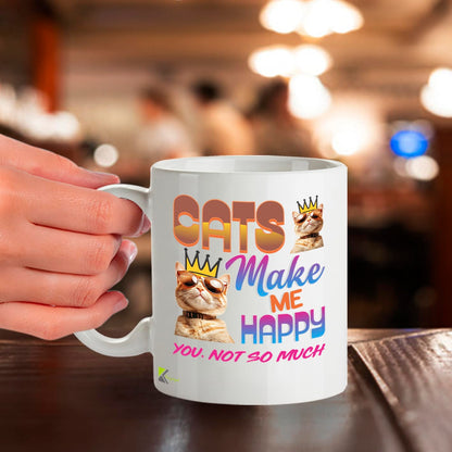 Kruzroyal Cats Make Me Happy Funny Coffee Mug - Sarcastic Cat Lover Novelty Cup Great Gift for Men Women Mom Dad