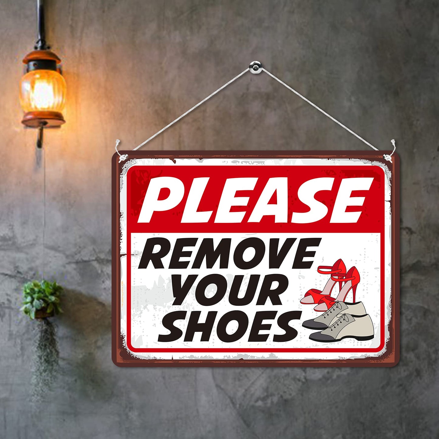 Kruzroyal MP114 PLEASE REMOVE YOUR SHOES Funny Novelty Retro Vintage Metal Wall Sign Plaque 20cm x 15cm