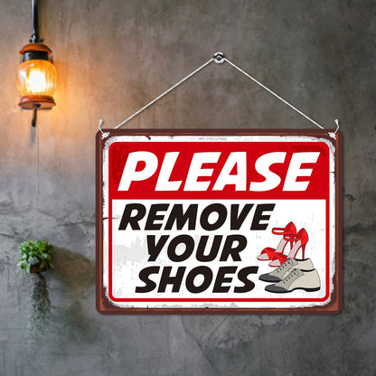 Kruzroyal MP114 PLEASE REMOVE YOUR SHOES Funny Novelty Retro Vintage Metal Wall Sign Plaque 20cm x 15cm