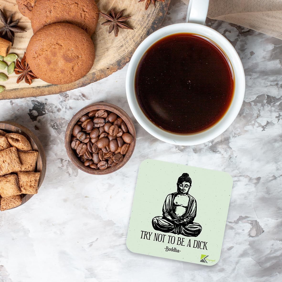 CS036 Try not to be a d*ck/Rude Novelty Funny Coffee Tea Drink Gift Glossy MDF Wooden Coaster