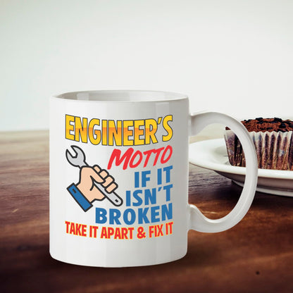 Kruzroyal Engineer's Motto Funny Mug - Novelty Engineering Cup Great Gag Present for Men Dad Colleague Mechanic