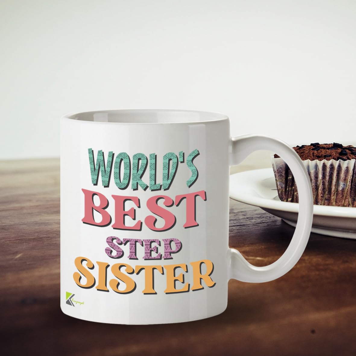 Kruzroyal DZ818 World's Best Step Sister Mug 11oz - White Ceramic Coffee & Tea Cup for Stepsister, Bonus Sister - Ideal Birthday or Holiday Present for Her