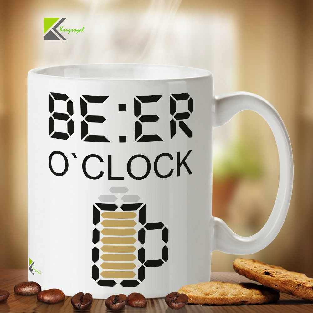 Kruzroyal DZ365 Beer O'clock Funny Novelty Great Gift Idea Coffee Tea Mug