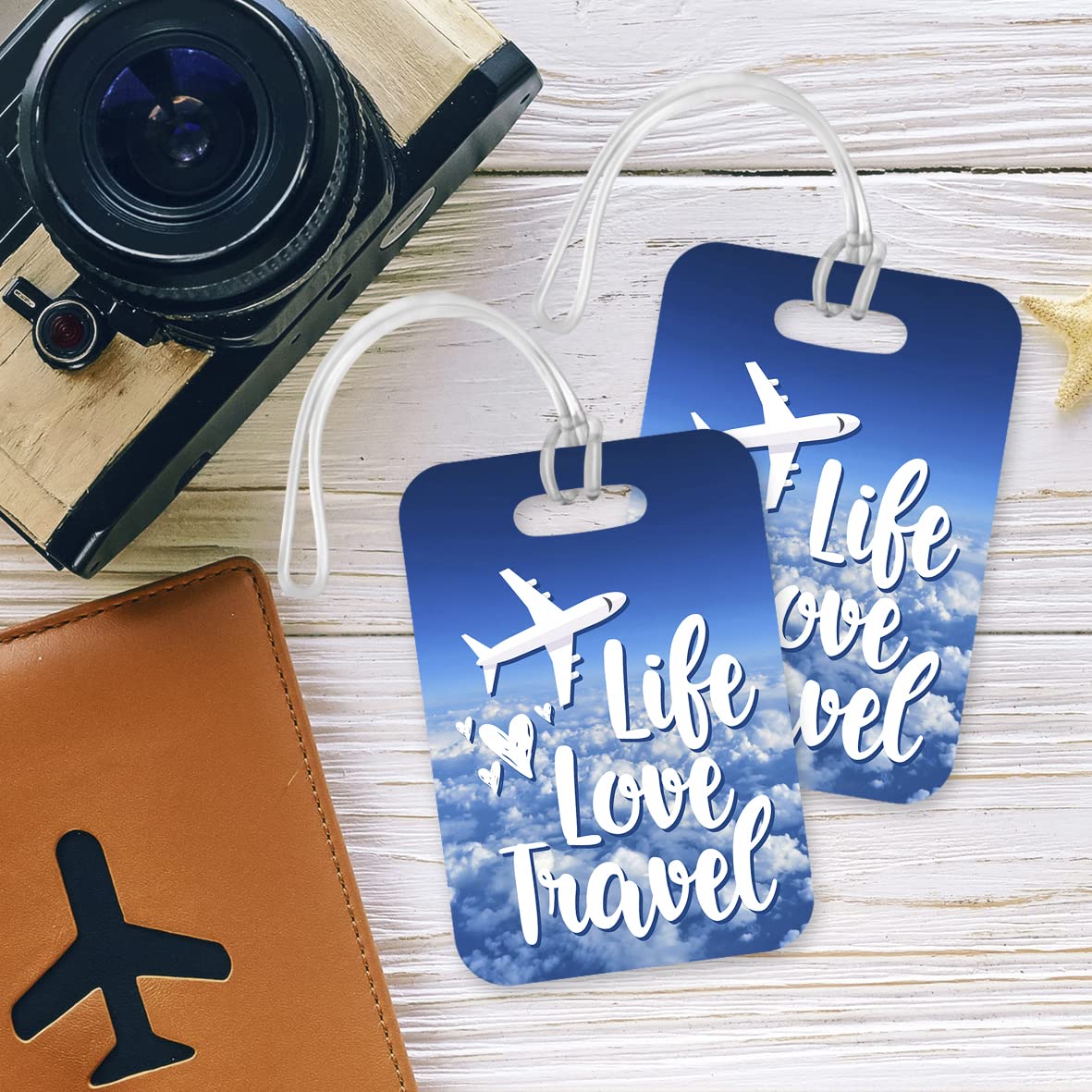 LT062 Life Love Travel Novelty Funny Unique Designer Gift Glossy Plastic Suitcase Luggage Tag