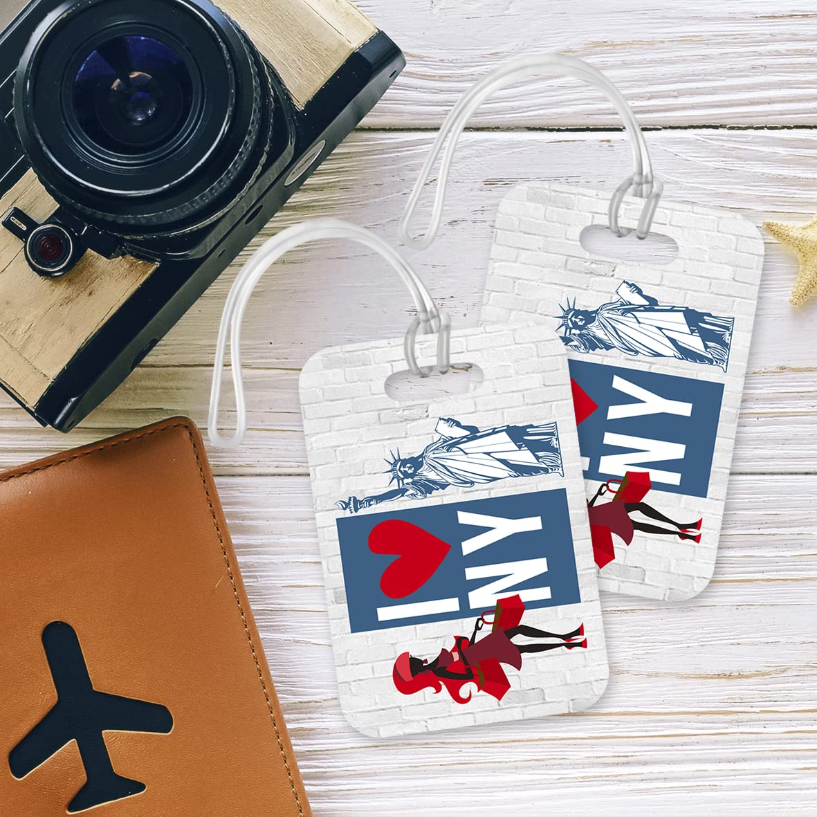 LT298 I Love NY (New York) Novelty Funny Unique Designer Gift Glossy Plastic Suitcase Luggage Tag