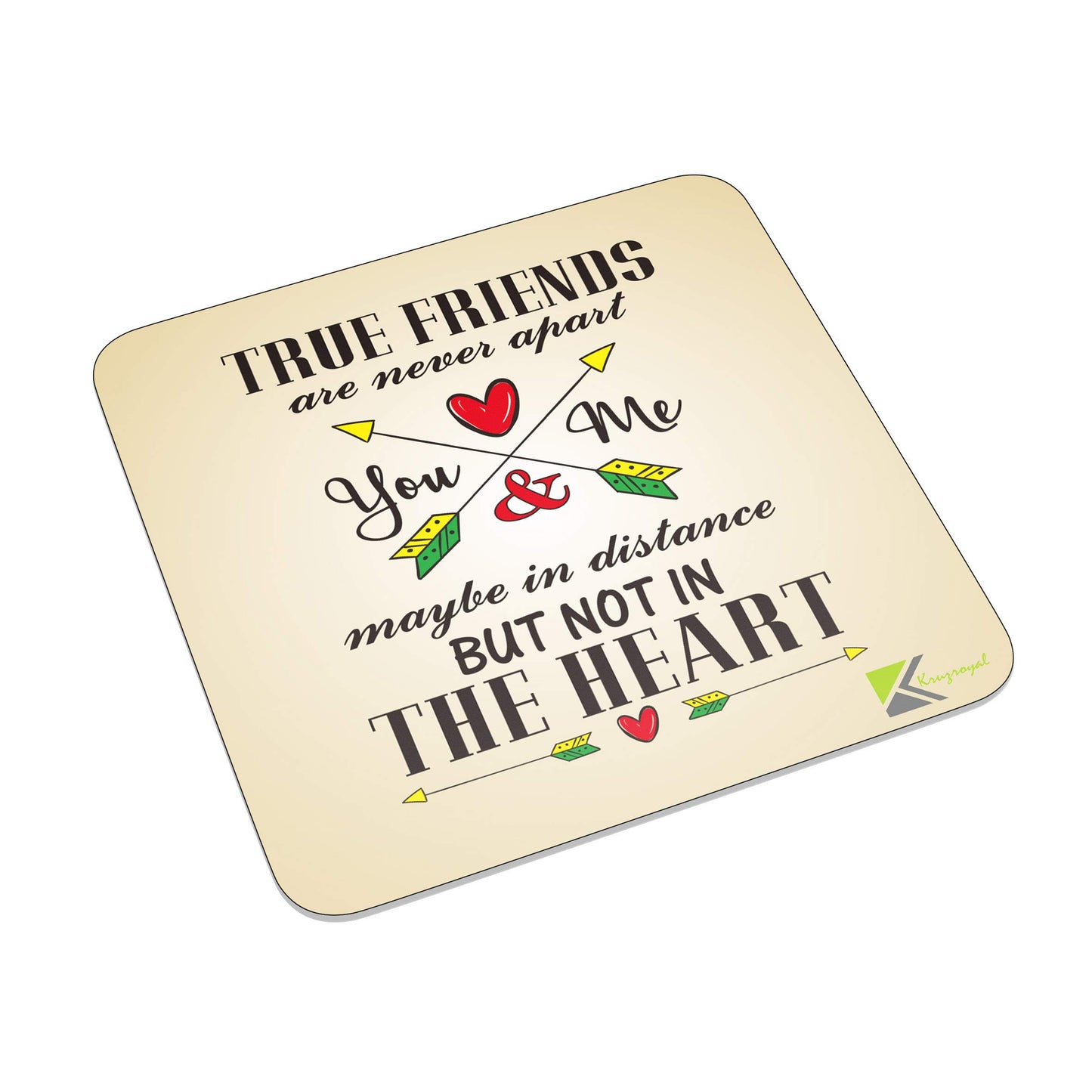 FM073 True friends are never apart maybe in distance but not in the heart Novelty Funny Idea Glossy Metal Square Fridge Magnet