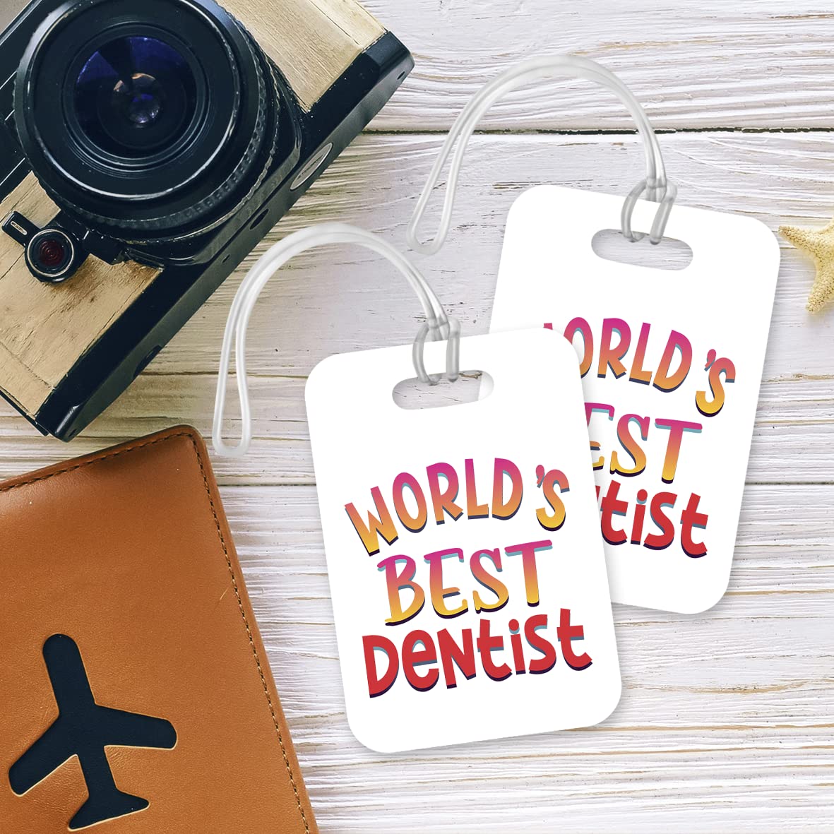LT459 World's Best Dentist Novelty Funny Unique Designer Gift, Suitcase, Glossy Plastic Luggage Tag for Dentist
