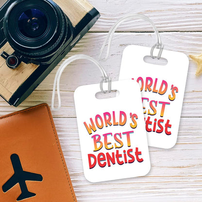 LT459 World's Best Dentist Novelty Funny Unique Designer Gift, Suitcase, Glossy Plastic Luggage Tag for Dentist
