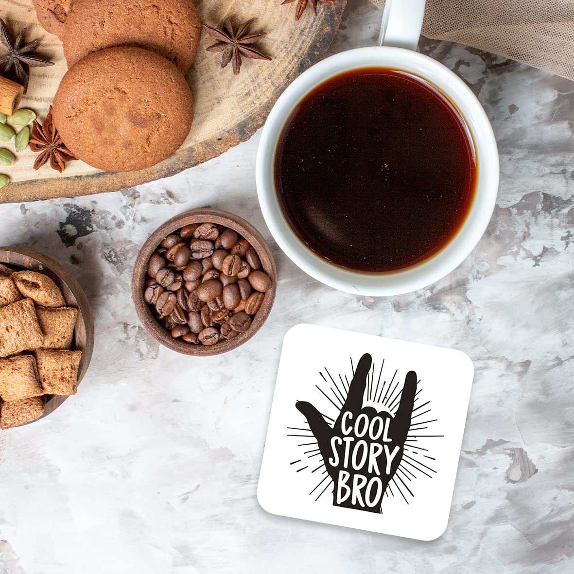 CS715 Cool Story Bro Writer Novelty Funny Coffee Tea Drink Gift Glossy MDF Wooden Coaster