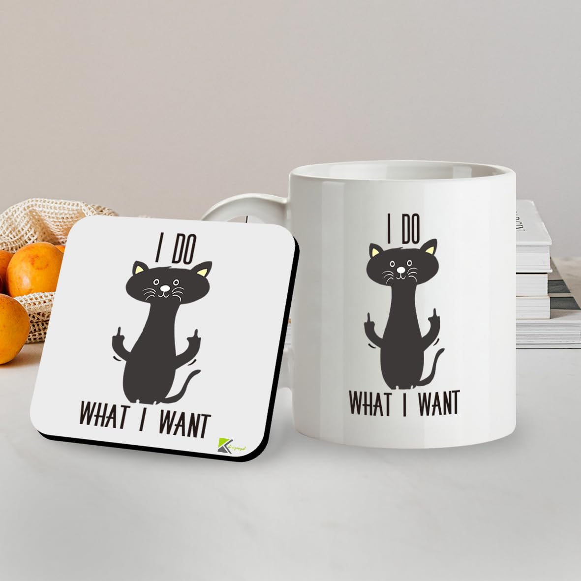 SM047 I do what i want - Cat Lover Gifts For Women - Funny Crazy Grumpy Cat Mom Or Dad - Inspirational & Sarcastic Mug Gifts For Bosses, Employees, Family And Friends - 11OZ Mug & Matching Coaster Set