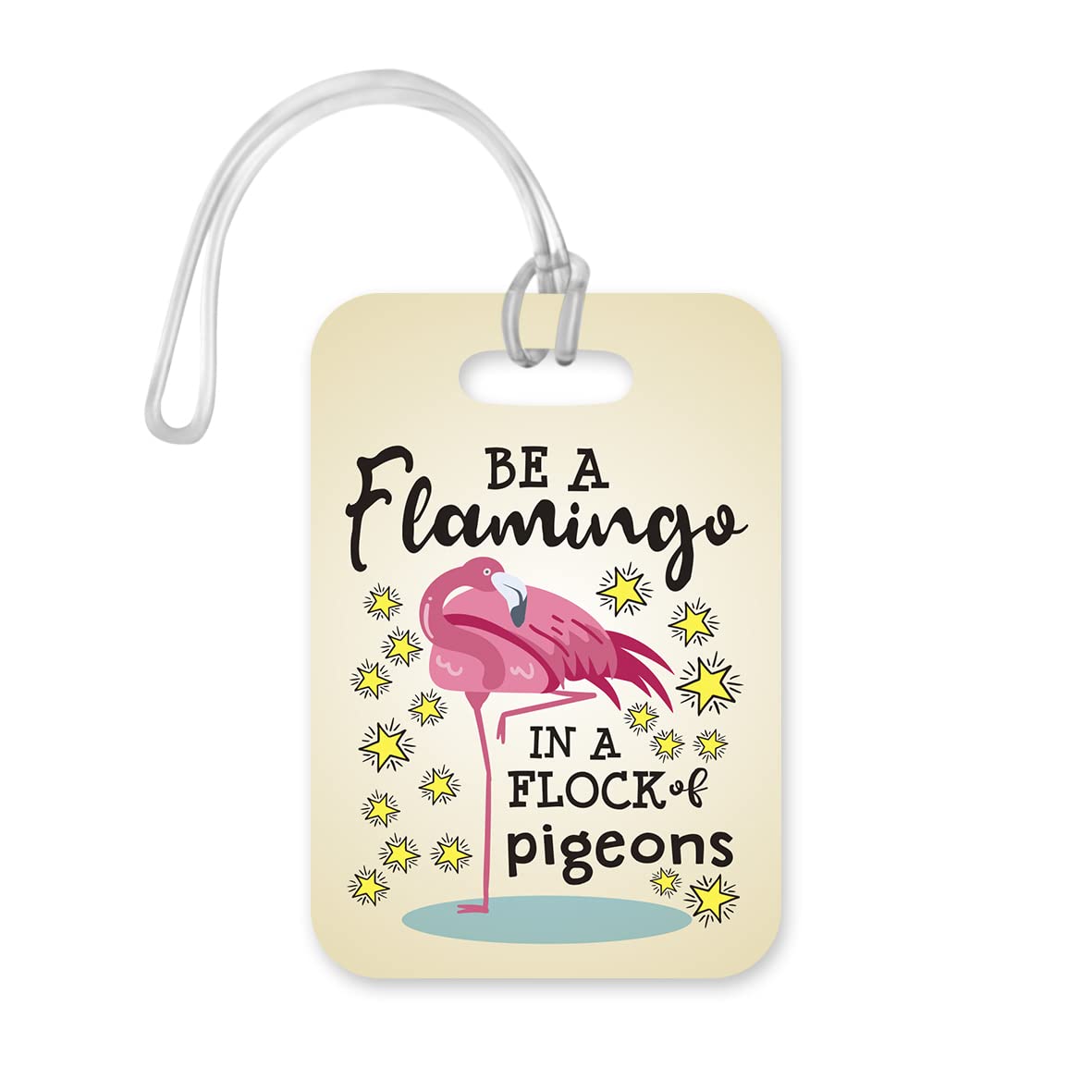 LT192 Be A Flamingo in A Flock of Pigeions Novelty Funny Unique Designer Gift Glossy Plastic Suitcase Luggage Tag