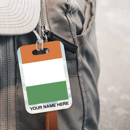 PLT272 Personalised Name with Ireland Flag Novelty Funny Unique Designer Gift Glossy Plastic Suitcase Luggage Tag