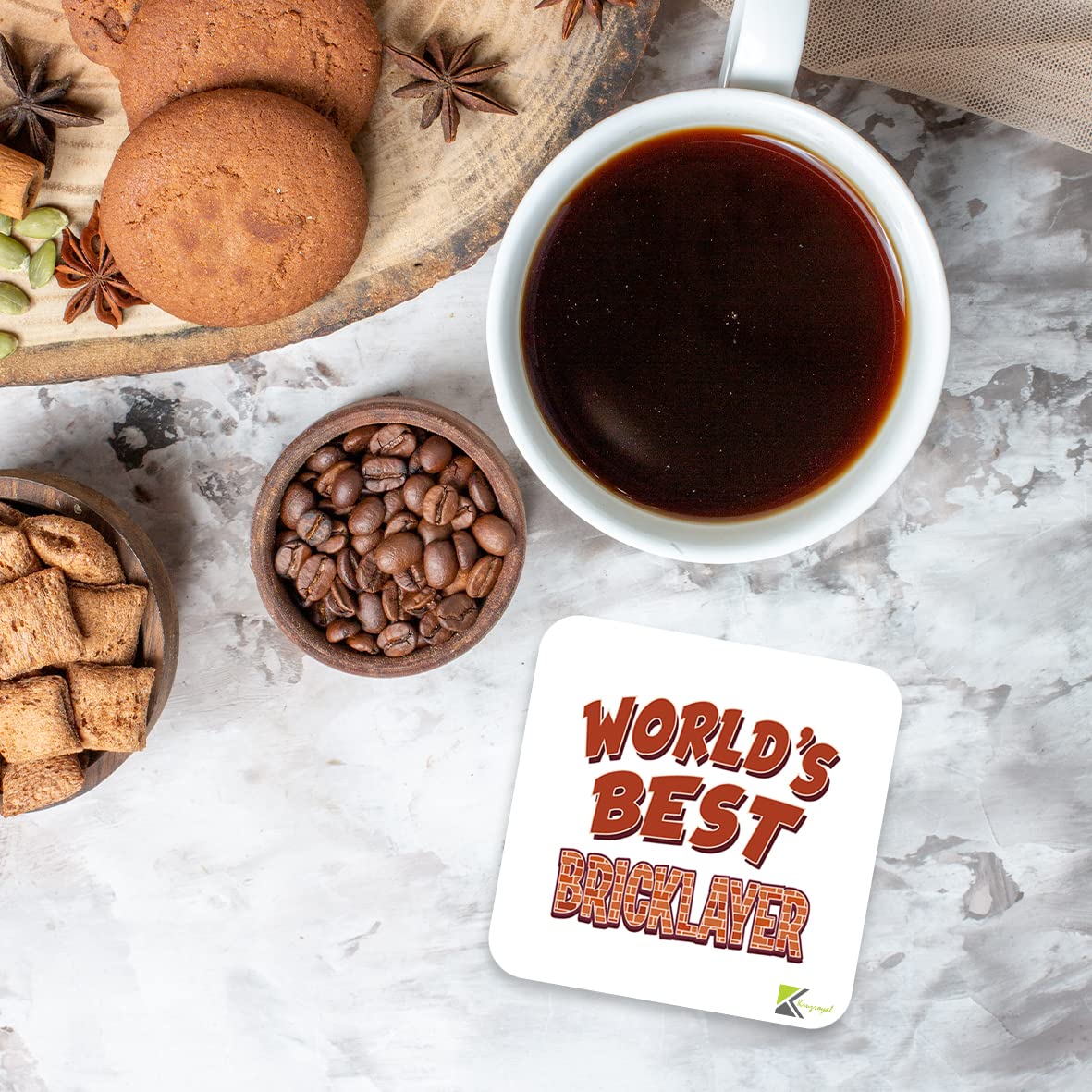 WB043 Funny Bricklayer Coaster – 'World's Best Bricklayer' – Gifts for Dad, Him, Colleagues – Novelty Wooden Drink Mat – Fathers Day, Birthday & Builder Present
