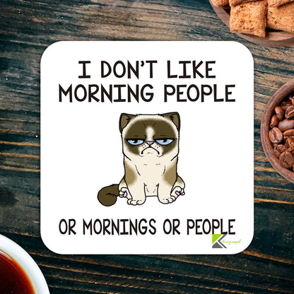 CS808 I Don't Like Morning People or Mornings or People Novelty Funny Coffee Tea Drink Gift Glossy MDF Wooden Coaster