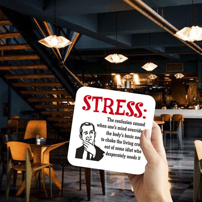 CS625 Definition Stress Novelty Funny Coffee Tea Drink Gift Glossy MDF Wooden Coaster