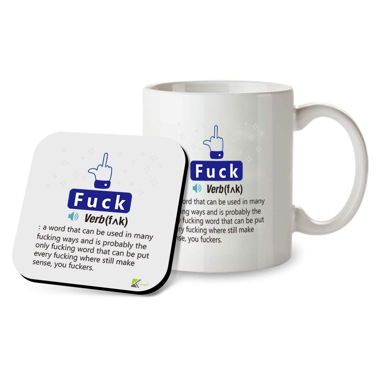 SM037 F*ck Definition Rude Funny - 11OZ Mug & Matching Coaster Set for Office Collegue Friend