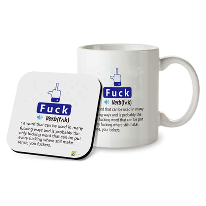 SM037 F*ck Definition Rude Funny - 11OZ Mug & Matching Coaster Set for Office Collegue Friend